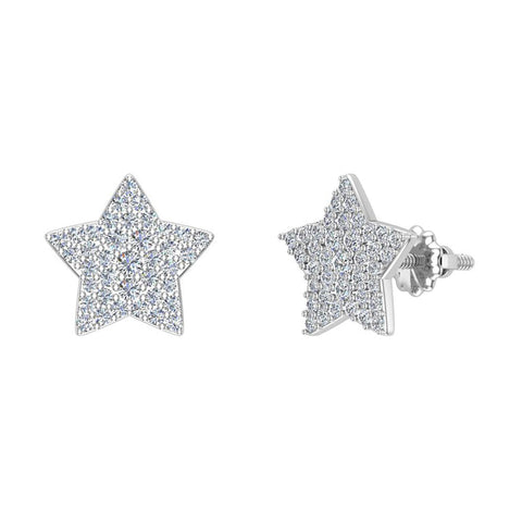 Star Shape Diamond Cluster Stud Earrings 0.50 ct 14K Gold-I,I1 - White Gold