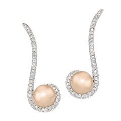 Honora Cultured Pearl Crystal Bronze Ear Climber Earrings