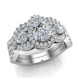 Infinity Style Pear Moissanite Halo Diamond Wedding Ring Set 14K Gold-I,I1 - White Gold