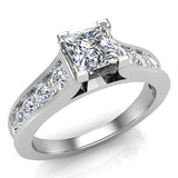 1.32 ctw Riviera Shank Princess Cut Diamond Engagement Ring 14K Gold-G,SI - White Gold
