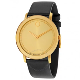 Sapphire Gold Dial Black Leather Watch 0606883