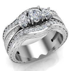 Past Present Future Diamond Wedding Ring Set 14K White Gold Glitz Design GDR1545