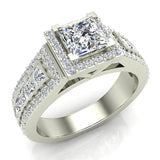 Princess Cut Diamond Engagement Ring Halo Rings 18K Gold 1.82 ct-G,SI - White Gold