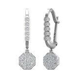 Octagon Diamond Dangle Earrings Drop Style 18K Gold 1.20 ctw-G,VS - White Gold
