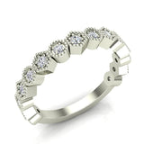 Stacking Circle & Hexagons Milgrain Diamond Wedding Band 0.34 ctw 14K Solid Gold (I,I1) - White Gold