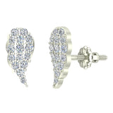Angel Wing Pave Diamond Cluster Stud Earrings 0.50 ct 14K Gold-I,I1 - White Gold