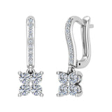 Diamond Cluster Dangle Diamond Earrings 18K Gold (G,VS) - White Gold