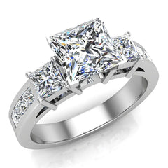 Past Present Future Princess Diamond Engagement Ring 1.81 ctw 14K White Gold GDR1322 