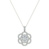 18K Gold Necklace Flower Diamond Loop Statement piece-VS - White Gold