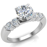 Diamond Engagement Ring Shoulder Accent Diamonds 14K Gold-G,VS2 - White Gold