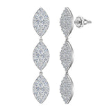 14k Marquise Diamond Chandelier Earrings Waterfall Style 1.59 ct-G,SI - White Gold