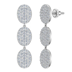 Oval Diamond Chandelier Earrings Waterfall Style White Gold