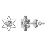 Diamond Earrings Star Shape 6-point Studs Bezel Settings 10K Gold-J,SI2-I1 - White Gold