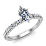 Marquise Solitaire Petite Diamond Engagement Rings 18K Gold 0.65 ct-G,VS - White Gold