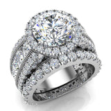 Moissanite Wedding Ring Set for Women Halo Ring 7.05 carat 14K Gold-SI - White Gold