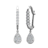 Tear-Drop Diamond Dangle Earrings Dainty Drop Style 14K Gold 0.65 ct-G,SI - White Gold