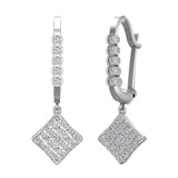 Square Diamond Dangle Earrings Dainty Drop Style 14K Gold 1.31 ct-G,SI - White Gold