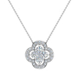 0.80 cttw Loop style Flower Cluster Diamonds Necklace 14K Gold-G,SI - White Gold