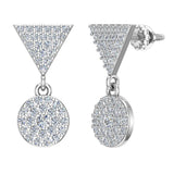 Circle Diamond Dangle Earrings 14K Gold-I,I1 - White Gold