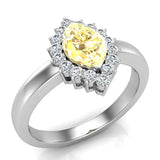 November Birthstone Citrine Marquise 14K Gold Diamond Ring 1.00 cttw - White Gold