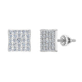 Sharp & Edgy Square illusion plate Stud Earrings 0.48 ct 18K Gold-G,VS - White Gold