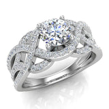 1.67 Ct Diamond Engagement Ring with Scrollwork and Twists 14K Gold-G,SI - White Gold