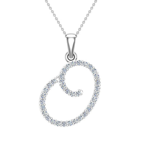 Initial pendant O Letter Charms Diamond Necklace 14K Gold-G,I1 - White Gold