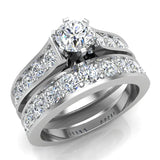 Riviera Wedding Ring Bridal Set Round Cut 1.80 carat 14K Gold-I,I1 - White Gold
