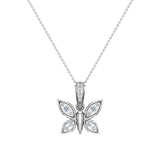 14K Gold Necklace 0.17 ct tw Diamond Butterfly Charm-G,SI - White Gold