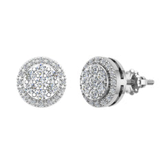Halo Cluster Diamond Earrings 0.48 ct White Gold