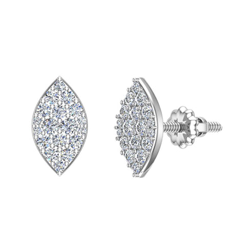 Exquisite Marquise Pave Diamond Stud Earrings 1/2 ct 14K Gold-I,I1