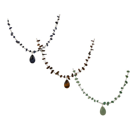 Set of 3 Woven Wire Necklaces with Colors of Bold Gemstone Chips