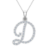 Initial pendant D Letter Charms Diamond Necklace 14K Gold-G,I1 - White Gold