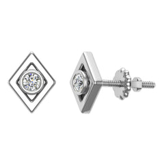 Diamond Earrings Kite Shape Studs Bezel Settings 10K White Gold