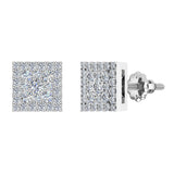 Sharp & Edgy Square Cluster Diamond Earrings 0.53 ctw 14K Gold-G,SI - White Gold