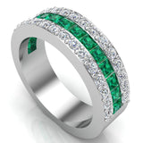 Men's Wedding Rings Emerald Gemstone rings 14K Solid Gold 2.67 cttw - White Gold