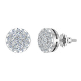 Round Cluster Diamond Earrings 0.56 ctw 18K Gold-G,VS - White Gold