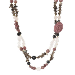 "As Is" Lee Sands Multi-Gemstone Carved Flower 20" Necklace
