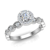 Round brilliant Halo Diamond engagement ring marquee 18K Gold 0.50 CT VS - White Gold