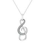 Treble Clef Minimal Music Charm 14K Gold Diamond Necklace I-I1 - White Gold