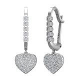 Heart Diamond Dangle Earrings Dainty Drop Style 14K Gold 0.75 ct-G,SI - White Gold