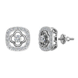 18K Gold Diamond Stud Earrings Cushion Shape 0.67 carat-G,VS - White Gold