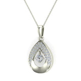 Necklace Dainty Diamond Studded Tear-drop Style White gold