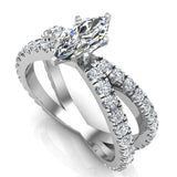 Marquise Cut Diamond Engagement Ring X cross 14K Gold 1.75 carat-GIA - White Gold