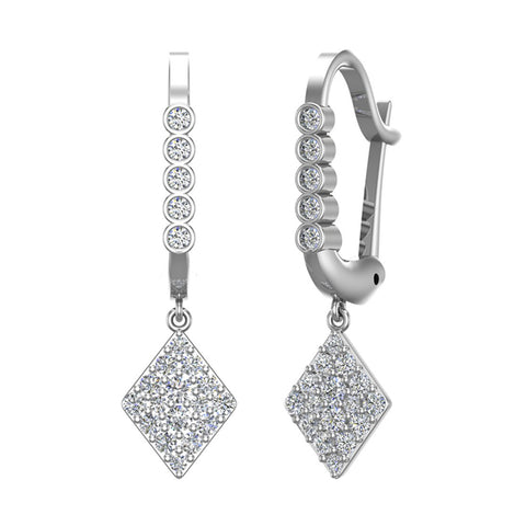 Kite Diamond Dangle Earrings Dainty Drop Style 14K Gold 0.75 ct-G,SI - White Gold