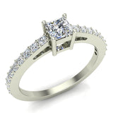 Classic Style Petite Princess Cut Diamond Promise Ring 14K Gold-I,I1 - White Gold