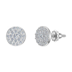 Round Cluster Diamond Earrings 0.47 ct White Gold