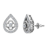 14K  Gold Diamond Earrings Tear-Drop Shape 0.79 carat-G,SI - White Gold