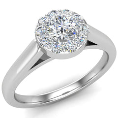 Round Diamond Halo Promise Ring in White Gold