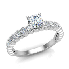 Diamond engagement ring milgrain luscious design round brilliant White Gold 